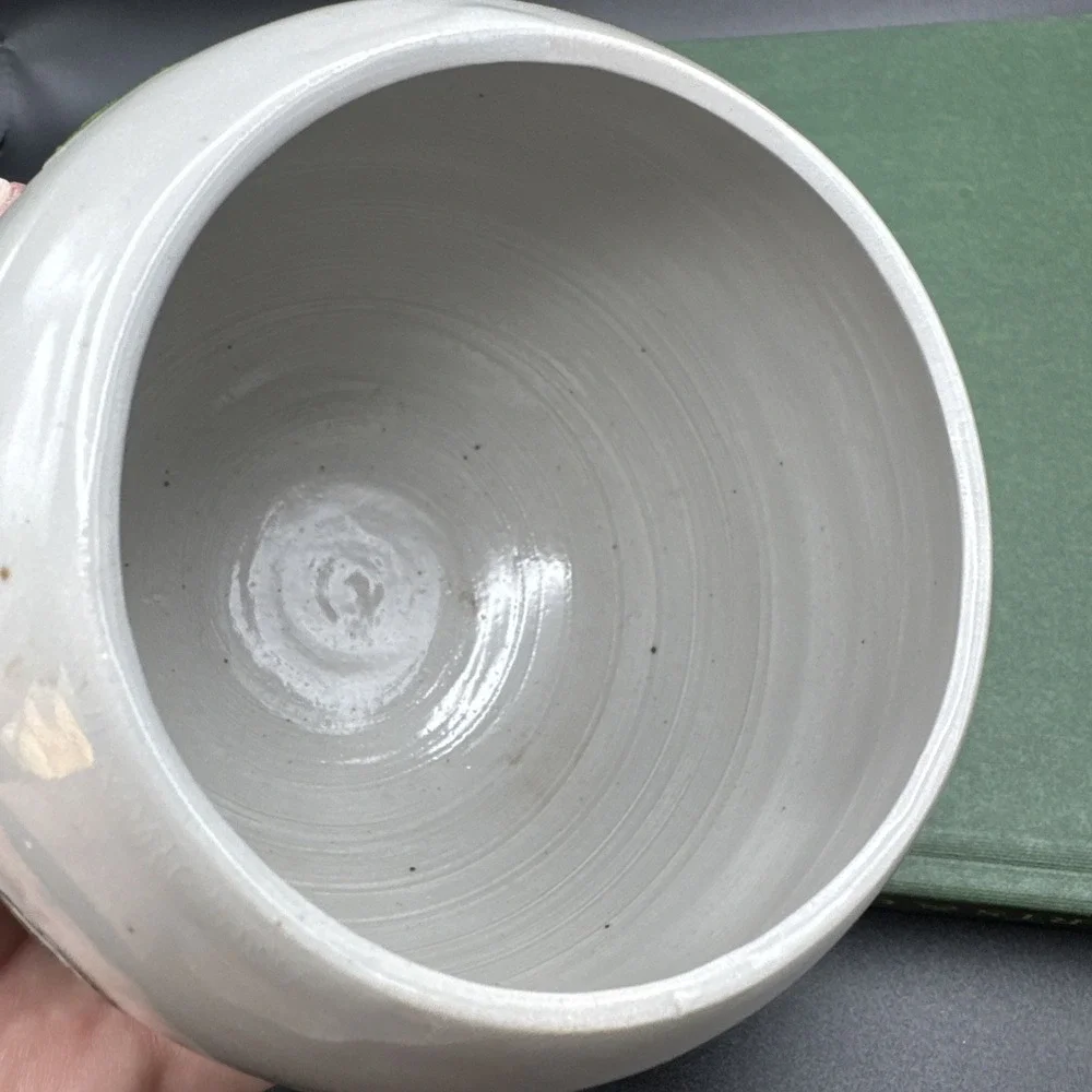 Studio Art Pottery Vase BF Gillen Incised Raised Black Green Abstract Design‎ 5
